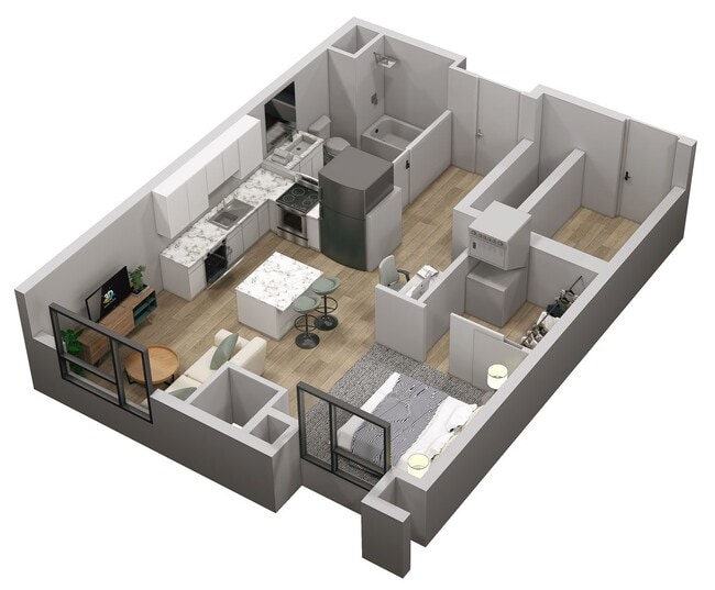 Studio Apartment Floorplan - PowderHaus Apartments & Townhomes