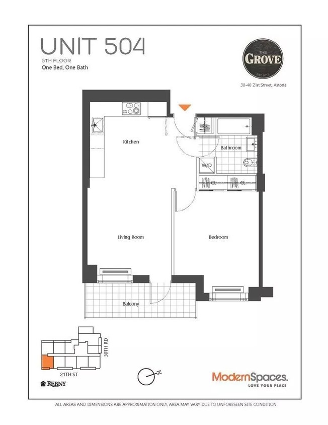 Plano de planta de 1 habitación - The Grove