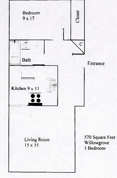 1HAB/1BA - Willow Grove Apartments