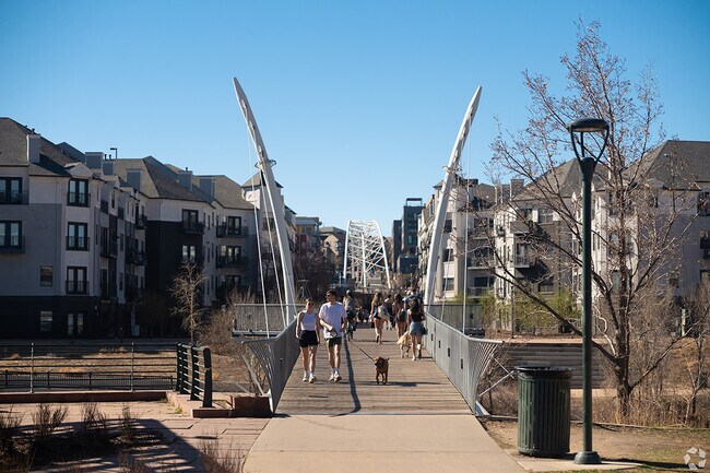 The Highland Cable Bridge Connects Riverfront Park to the LoHi Neighborhood.