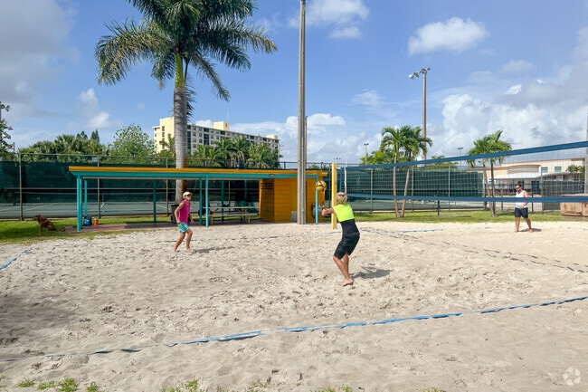 Come play a game of beach volleyball at Hagen Park in Wilton Manors, FL.