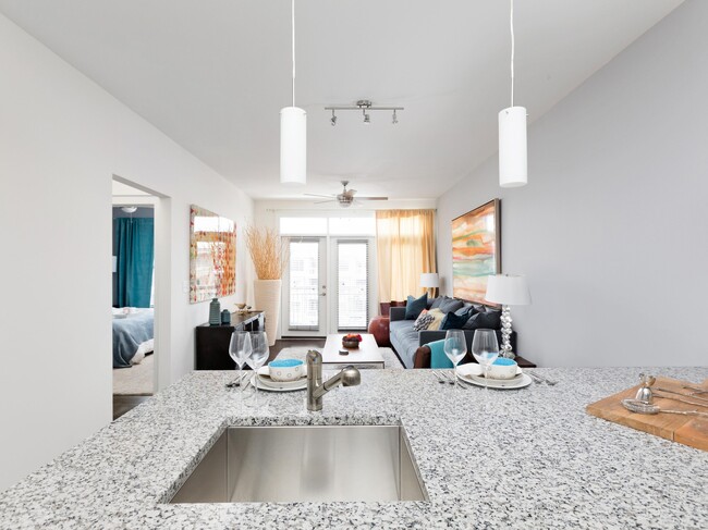 Kitchen with Granite Countertops - Fountains Southend Apartments