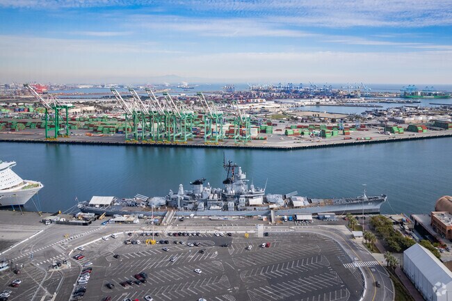 Military ships such as the USS Iowa can be found throughout the inlets of San Pedro.