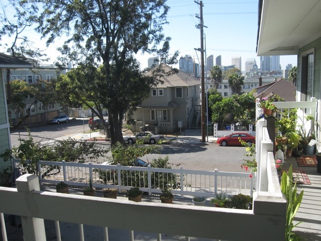 View from balcony above patio - Island Ave Senior Apts