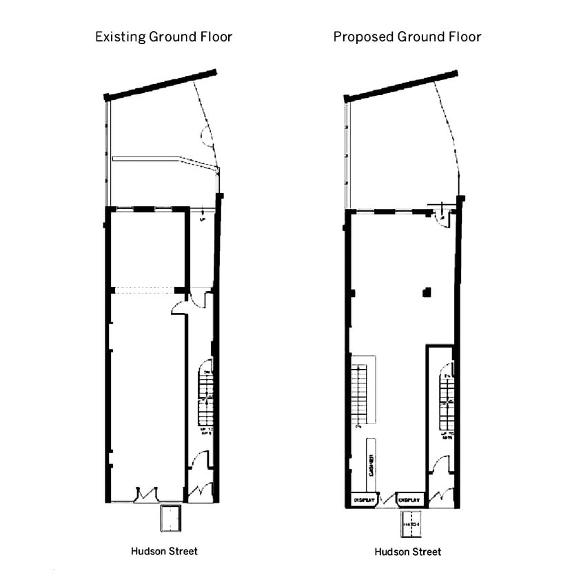 Ground Floor plan w/existing and proposed - 548 Hudson St