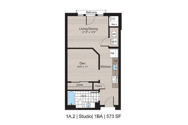 Estudio 1A.2 1BA 573 pies cuadrados - ICON Residences at The Rotunda