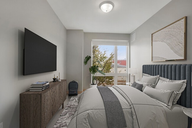 Hennepin Floorplan Bedroom - Solhaus Apartments & Tower