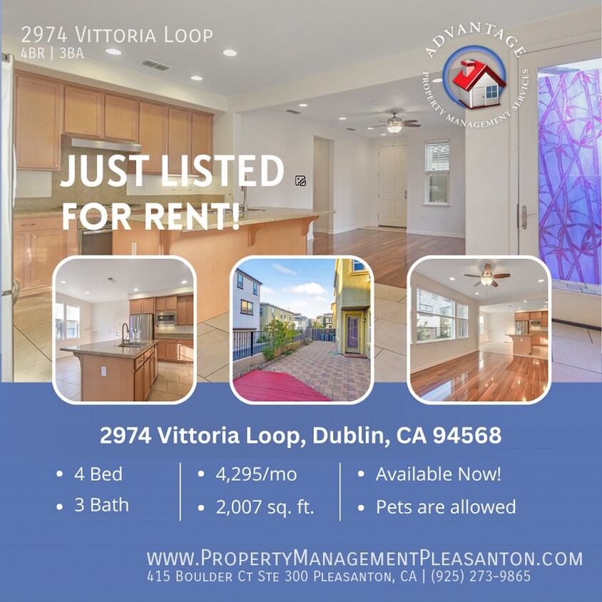 2974 Vittoria Loop, Dublin, CA 94568 House Rental in Dublin, CA