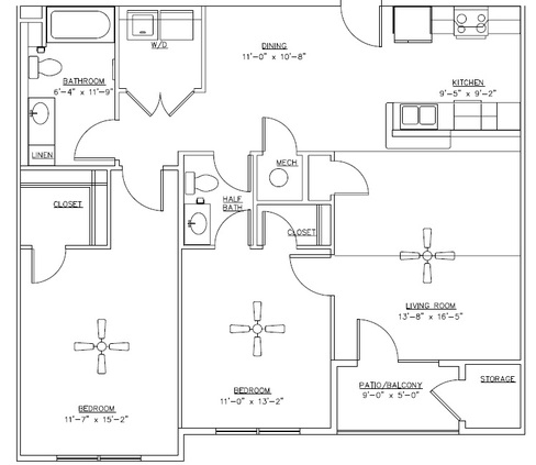 Plano de planta - Villas of North Little Rock