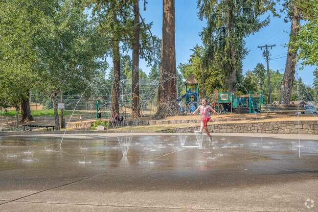 Enjoy the water fountains at Willamette Park.
