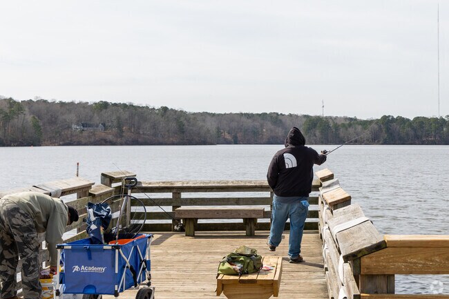 Grab your pole and fishthe day away on the dock at Lake Wheeler in Garner.