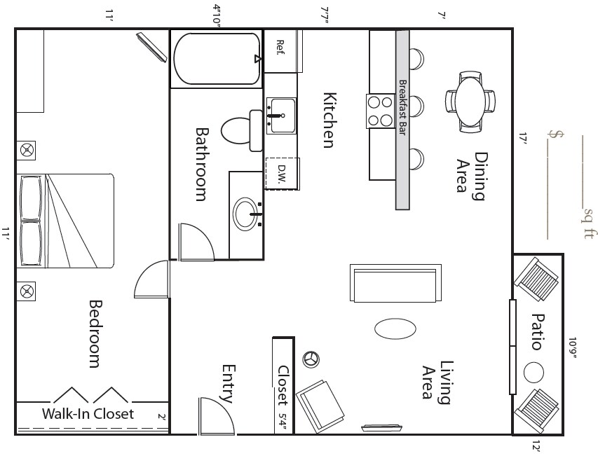 1BR/1BA - Garden Square