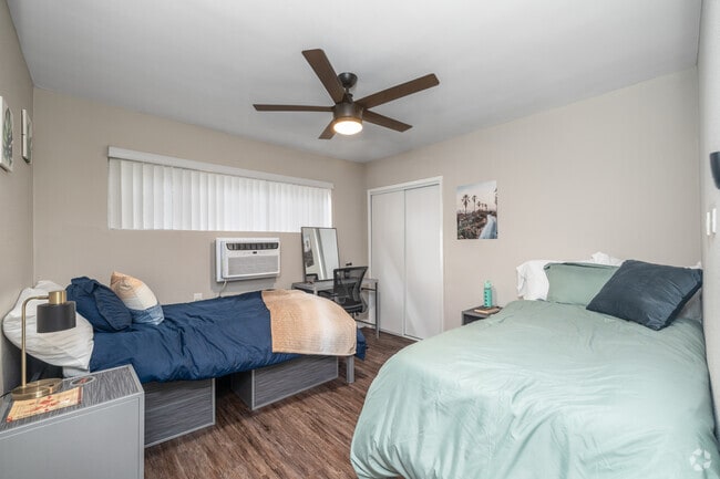 2BR, 2BA - 800SF - Bedroom - The Hive On Ellendale USC Student Housing