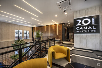 Lobby At Main Entrance With Backlit 201 Canal Apartments Sign - 201 Canal St