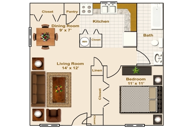 1BR/1BA - Meadow View Apartments