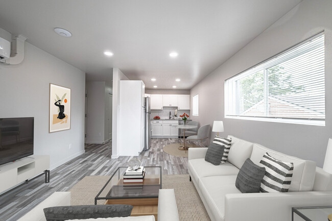 Sala, comedor y cocina - Yuma Apartments