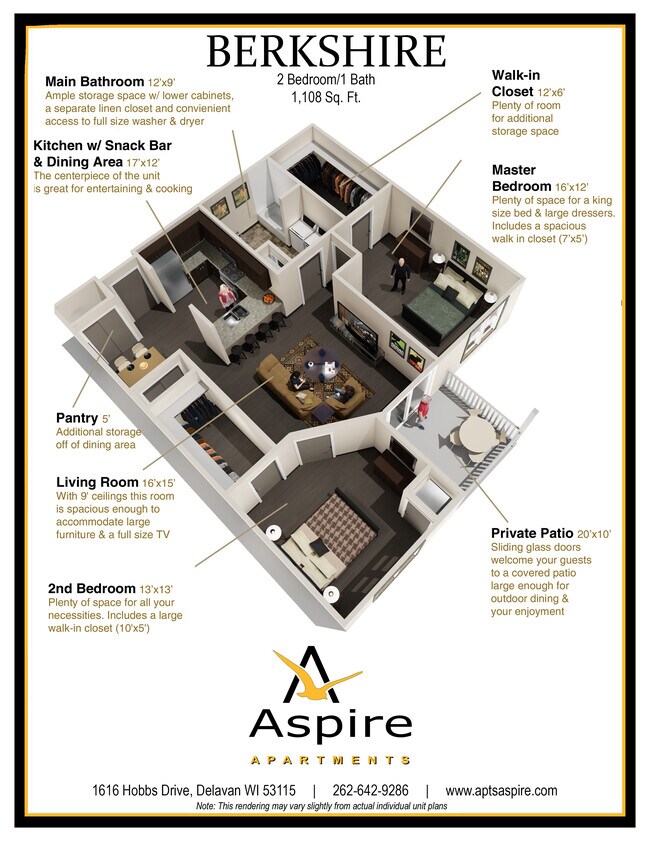 Plano de planta - Aspire Apartments