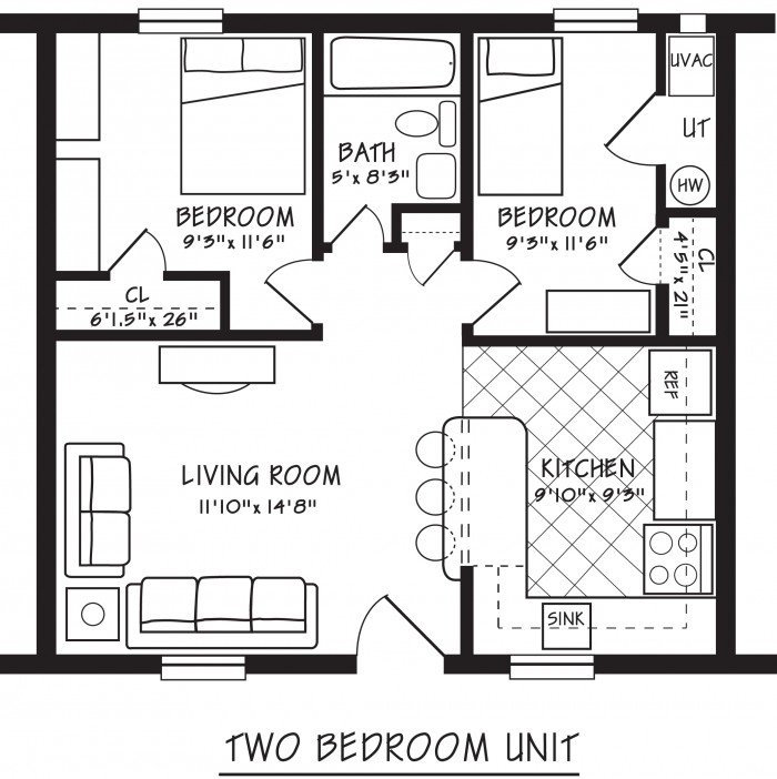 2BR/1BA - Allen Apartments