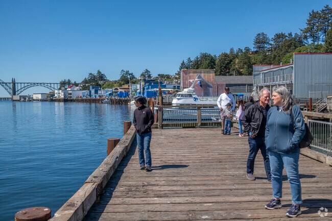 A scenic view of Yaquina Bay from Newport's Bayfront neighborhood.