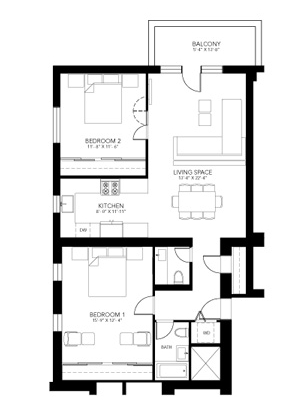 2BR/2BA - The Courtyards of Upper Forest Hill