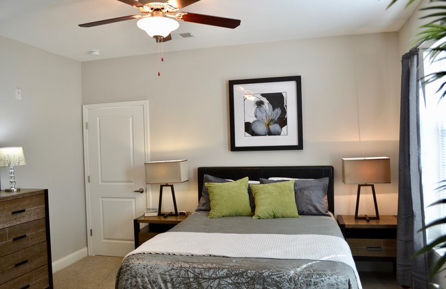 Master Bedroom | Ceiling Fan - Stonegate at the Crossroads Apartments