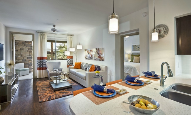 Luxury vinyl plank flooring in kitchen, living and dining room - Avion on Legacy Apartments