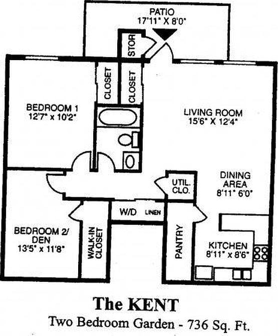 Floor plan for 1 Bd with Den - Richfield Place