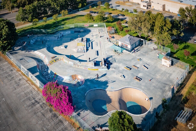 Practice your skate tricks at Pedlow Skate Park on the border of Encino.