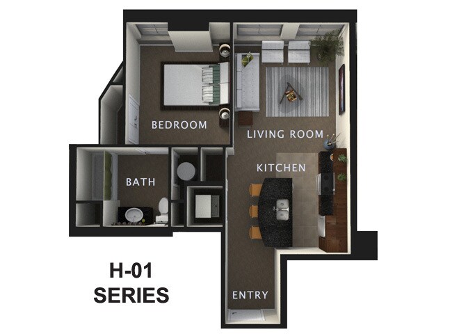 The Residences At Hanna – 1 Bed 1 Bath A