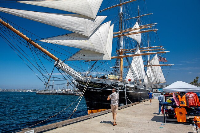 The Star of India is one of a number of historic ships of the San Diego maritime museum.