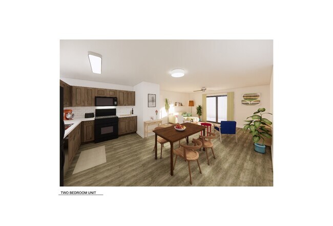 Renderización de 2 habitaciones - Marketplace Commons Apartments