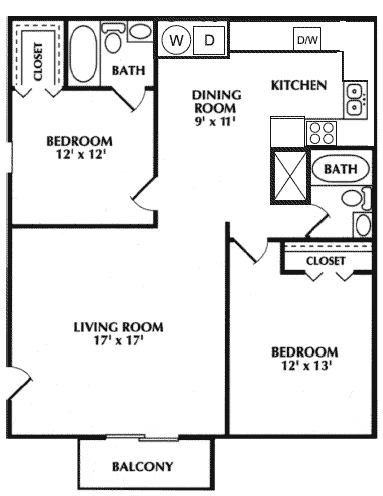 2BR/2BA - River Mill Apartments