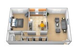 1 Bedroom 1 Bath - Brighton Floor Plan