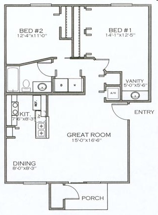 2HAB/1BA - Glen Oaks Apartments