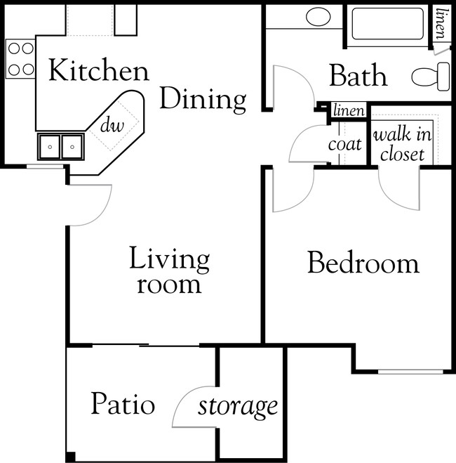 Una habitación, un baño - Tyler Springs Apartments for Seniors, 55 YRS+