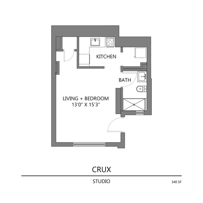 Explore el diseño compacto de Crux Studio, donde la eficiencia se combina con la vida moderna. - Pennsylvania Apartments