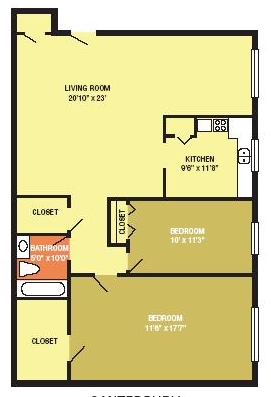 2BR/1BA - Canterbury Apartments