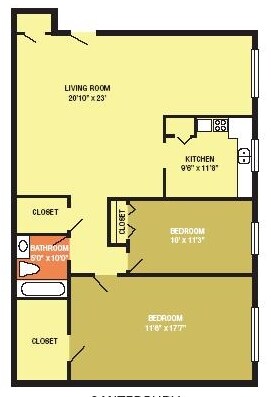 2HAB/1BA - Canterbury Apartments
