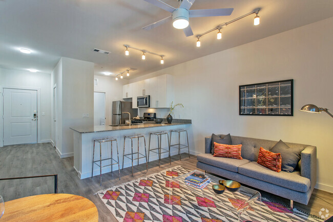 1BR, 1BA - 775SF - A1 _ Living Area/Breakfast Bar - Aspire North Austin