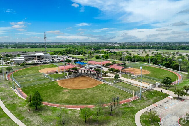 Forney Community Park has a little bit of everything, splash pad, playgrounds, soccer fields, baseballsoftball fields, hiking trails, tennis courts
