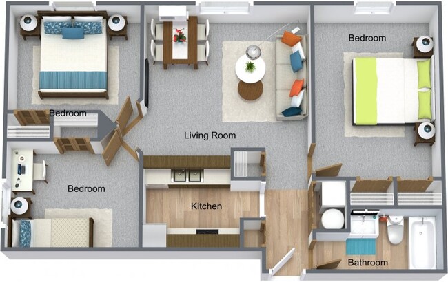 3 BR layout - 631 S Van Buren St