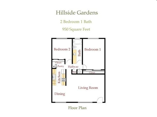 2BR/1BA - Hillside Garden