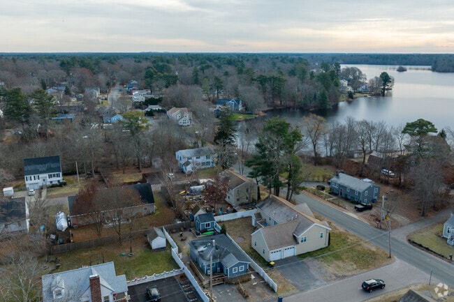 Houses sit in a neighborhood near the Norton Reservoir.