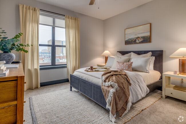 2BR, 2BA - 1072SF - First Bedroom - Santa Fe Square Apartments