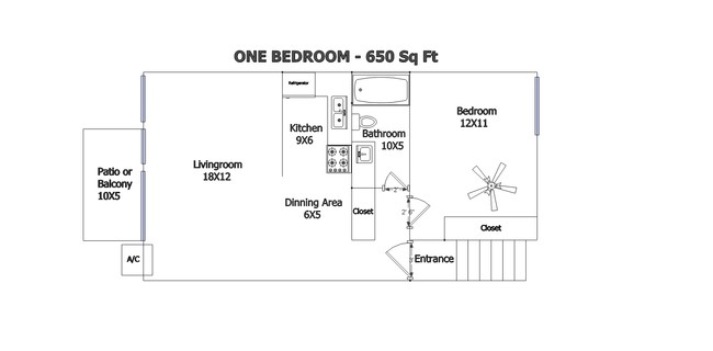 1BR/1BA - Brookside Apartments