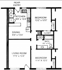 2BR/1BA 980 SF - Courtland Park