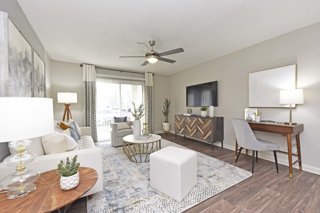 Living Room with Hardwood-Style Flooring - Watermark