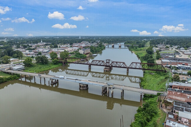 The Ouachita River borders the west side of the Riverfront neighborhood.