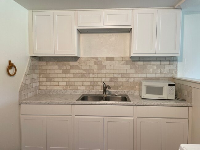 Newly renovated kitchen with brand new cabinets, countertops, sink, faucet, and backsplash - 2220 Ola Ln