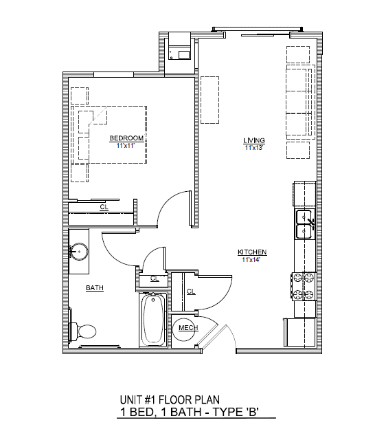 Plano de planta - Garrett Square Senior Apartments